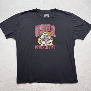 USPA Powerlifting Bulldog Graphic T Shirt Black 3XL Cotton Made in USA